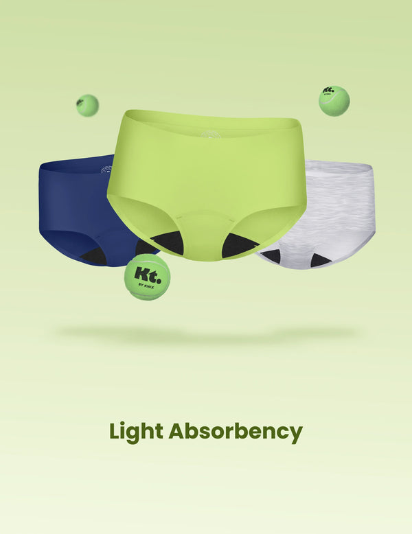 Teen Light Leakproof No-Show Boyshort 3-Pack  | Night Sky/Limeade/Heather Grey