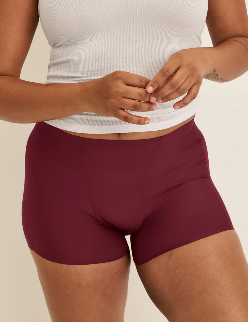 Front view of model wearing the SuperPlus Leakproof® Dream Short highlighting the coverage and smooth fit