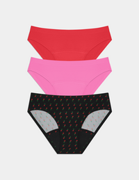Teen Super Leakproof® No-Show Bikini 3-pack shown front-facing against a light gray background
