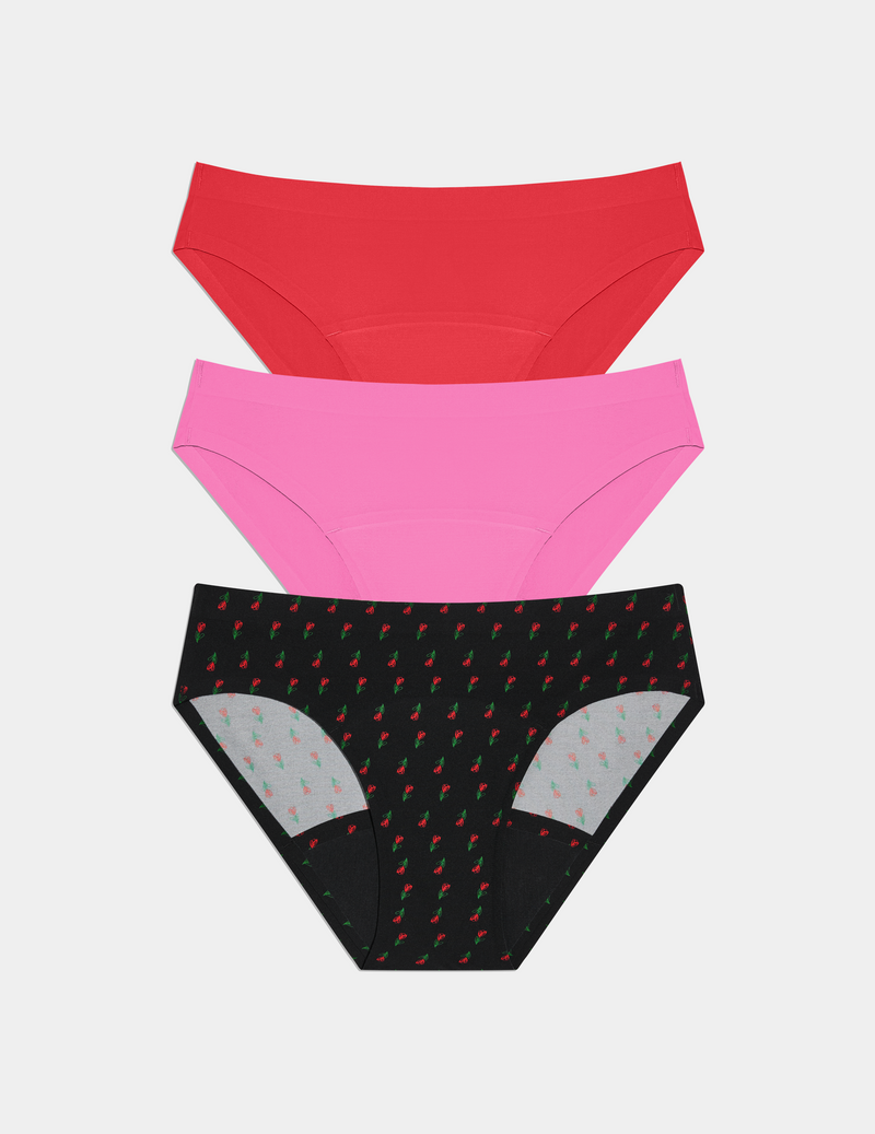 Teen Super Leakproof® No-Show Bikini 3-pack shown front-facing against a light gray background