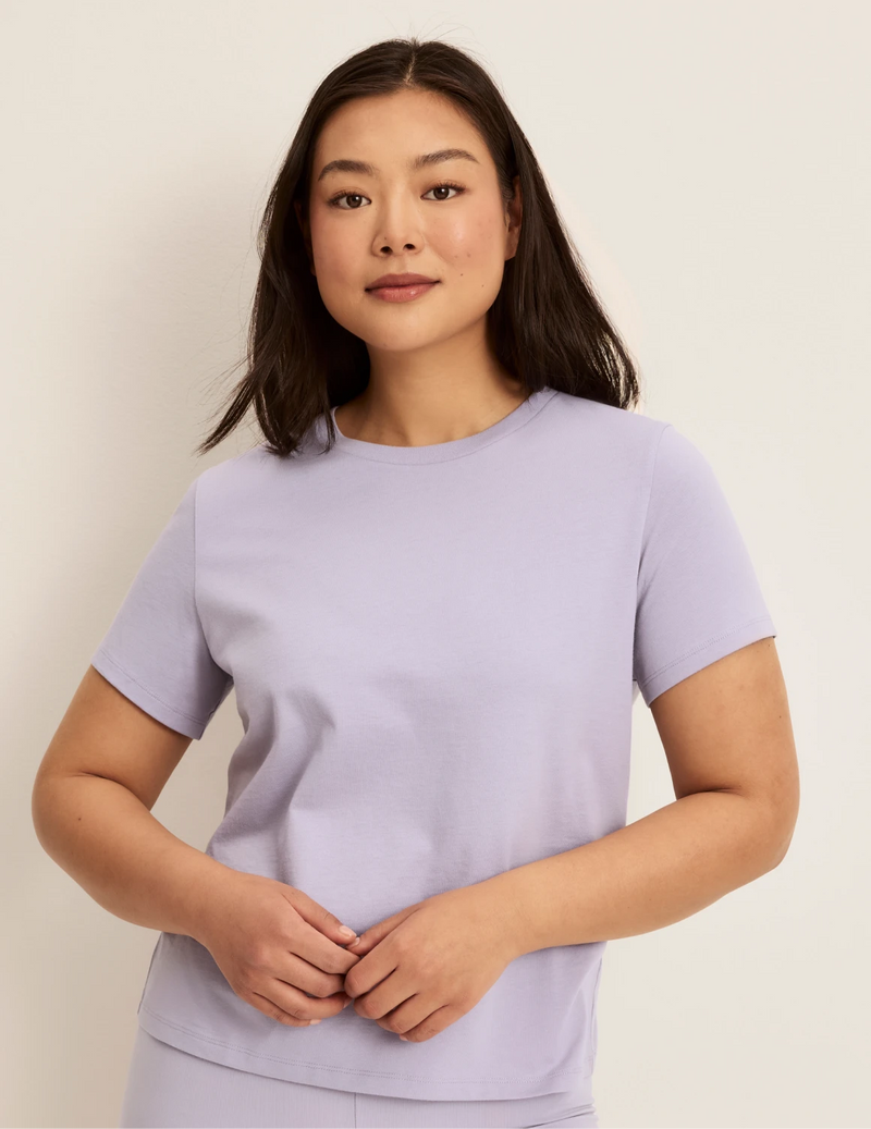 Front view of model wearing the Cotton Relaxed T-Shirt highlighting the coverage and fit