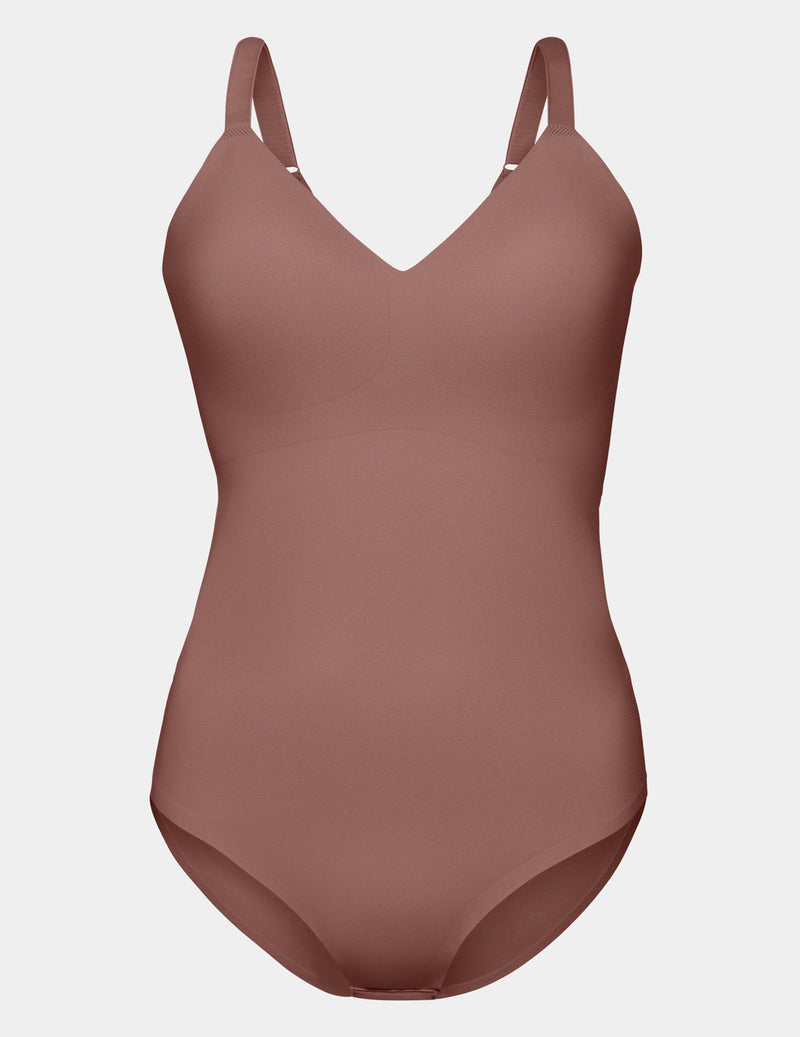 Front view of model highlighting the coverage and fit