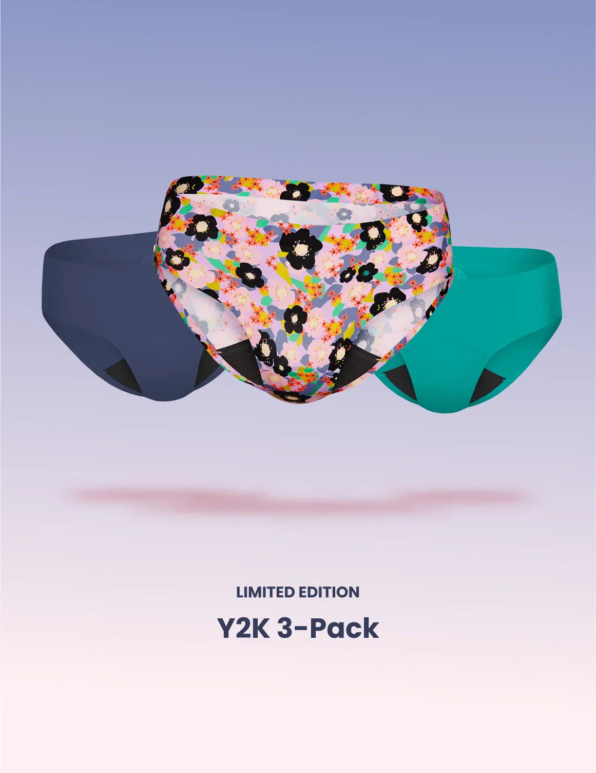 Teen Light Leakproof No-Show Bikini 3-Pack - Kit  | Electric Orchid/Teal Appeal/Lagoon