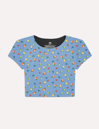 Teen High Tide Cropped Swim Top shown front-facing against a light gray background