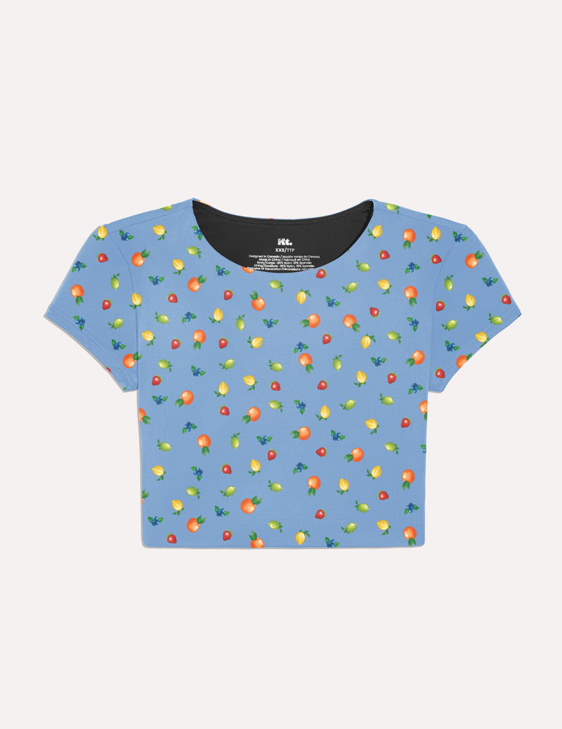 Teen High Tide Cropped Swim Top shown front-facing against a light gray background