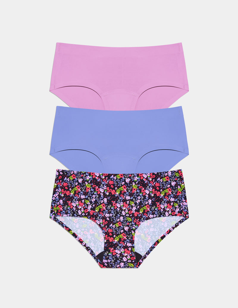 Teen Light Leakproof No-Show Boyshort 3-pack shown front-facing against a light gray background