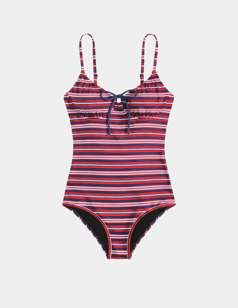 Teen Period Swim Front Tie One Piece shown front-facing against a light gray background