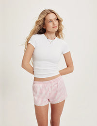 Front view of model wearing the Teen Super Leakproof® Mini Sleepover Boxer highlighting the coverage and smooth fit
