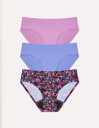 Teen Leakproof UltraThin No-Show Bikini 3-pack shown front-facing against a light gray background