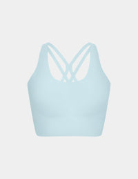 View of Longevity Sports Bra shown front-facing against a light gray background
