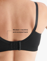 Modest v-neckline and scooped back | General