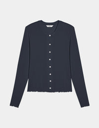 Pointelle Cardigan shown front-facing against a light gray background
