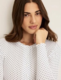 | White with Black Polka Dot