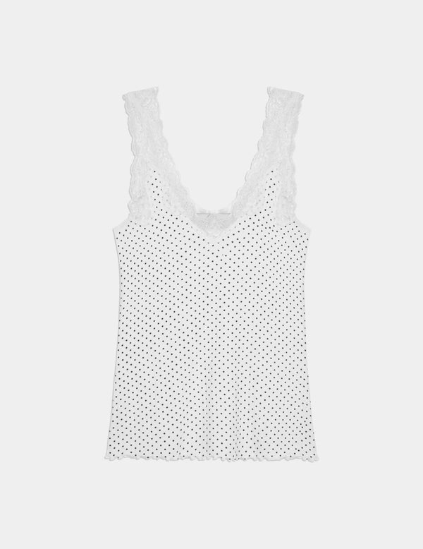 | White with Black Polka Dot