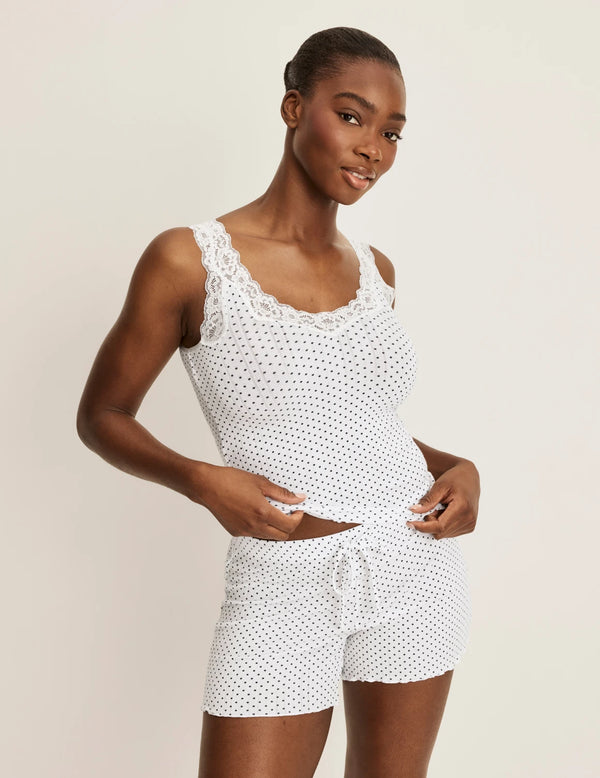 | White with Black Polka Dot