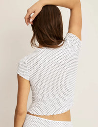 | White with Black Polka Dot