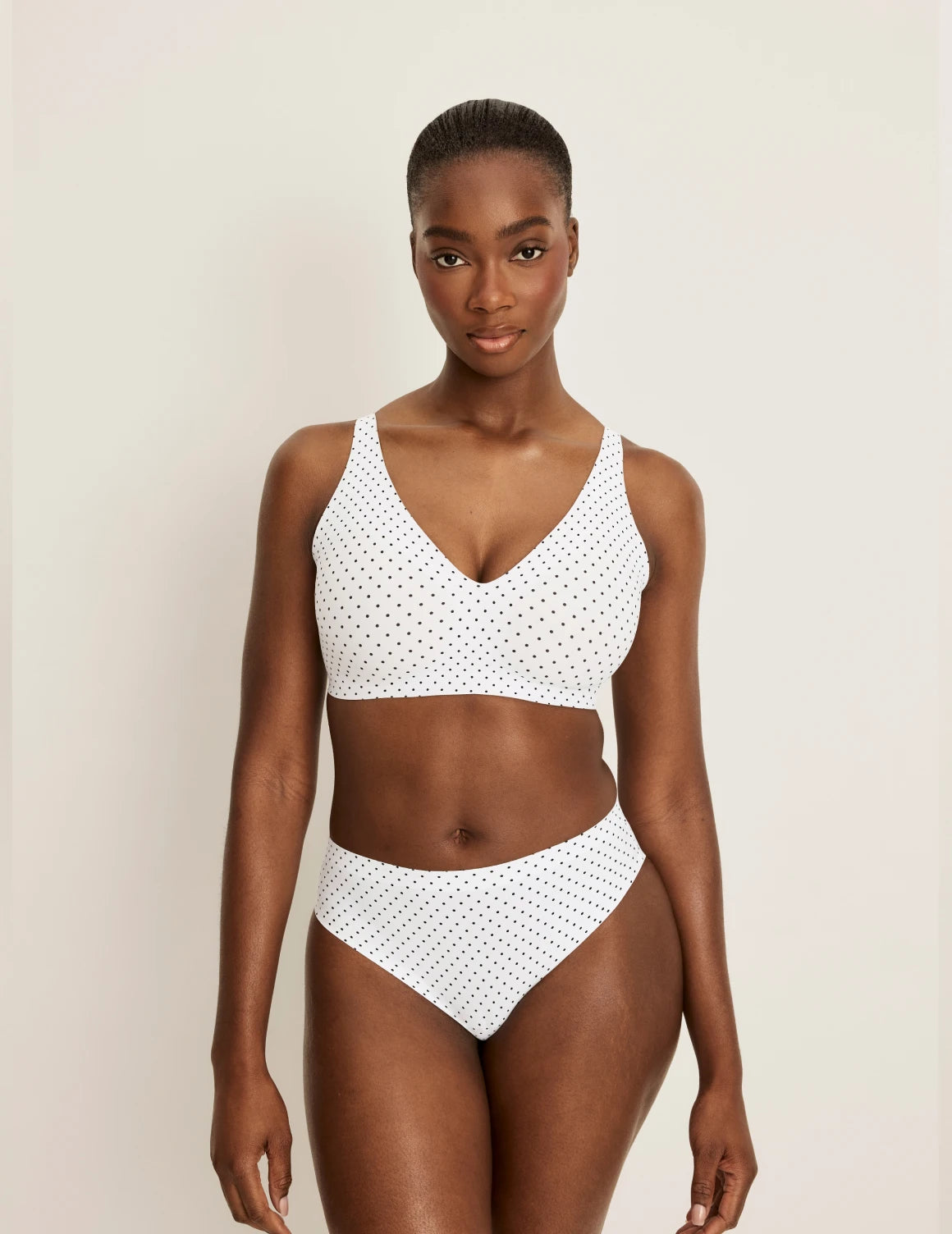 | White with Black Polka Dot