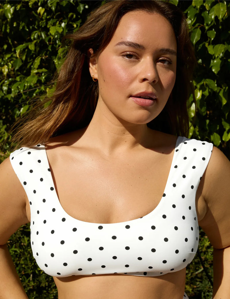 | White with Black Polka Dot