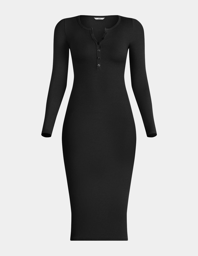 SculptRib™ Cotton Henley Dress