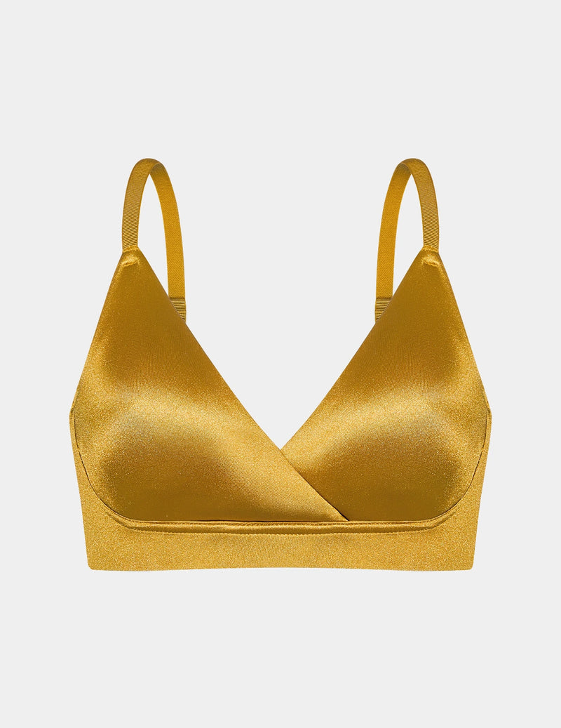 View of Shimmer Stretch Bra shown front-facing against a light gray background