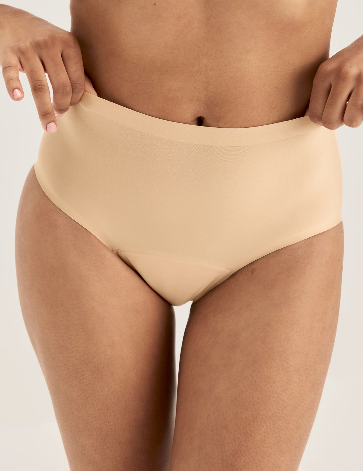 Front view of model wearing the Super Leakproof® No-Show High Rise highlighting the coverage and smooth fit