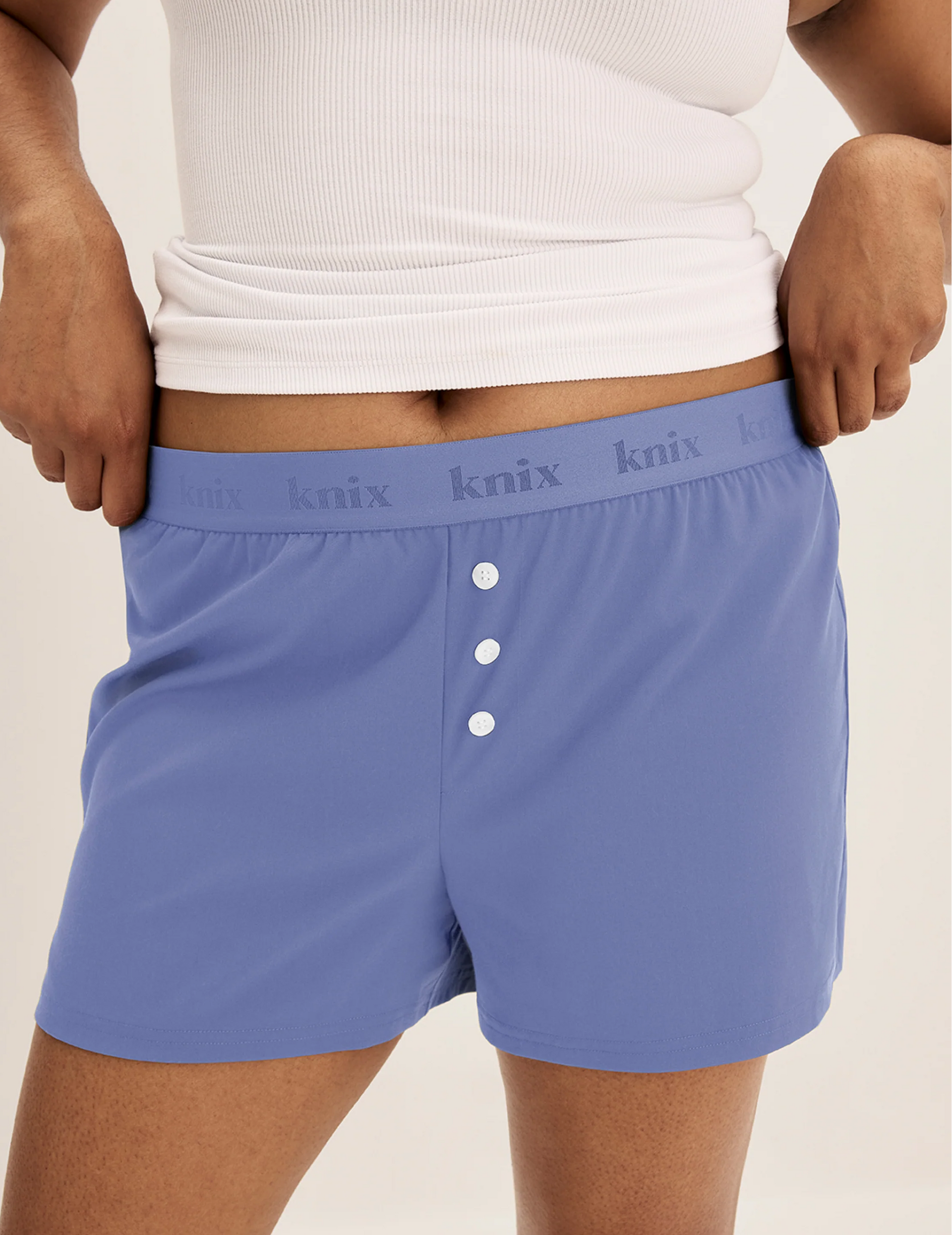 Front view of model wearing the Super Leakproof® Dream Boxer™ highlighting the coverage and fit