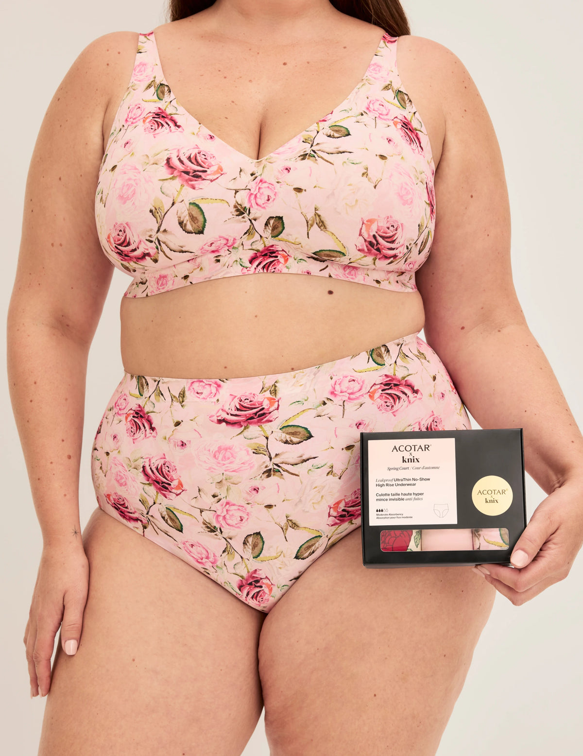 Gabrielle has 49.5” hips wearing KNIX XXL | | Spring Court Bloom/Pink/Thorns and All